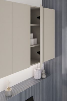 Ensemble DALIA CACHEMIRE meuble sous vasque avec plan 80 cm et 2 x colonne 30/80 cm à suspendre