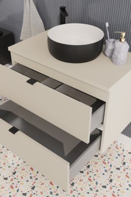 Ensemble DALIA CACHEMIRE meuble sous vasque avec plan 80 cm et 2 x colonne 30/80 cm à suspendre