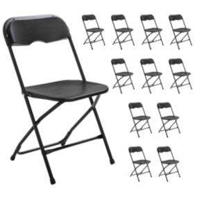 Ensemble de 12 chaises pliantes noires réception jardin   Oviala