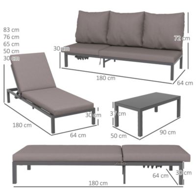 Ensemble de 2 bains de soleil inclinables avec matelas déhoussables