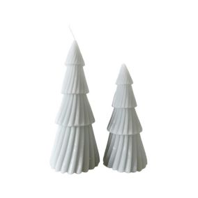 Ensemble de 2 Bougies de Noël Gris en Cire de Soja Décoration de Noël