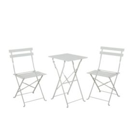 Ensemble de 2 chaises et table carrée pliante métallique de terrasse Bistreau blanc Thinia Home