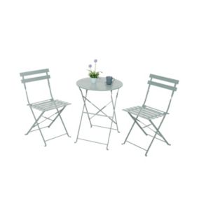 Ensemble de 2 chaises et table carrée pliante métallique de terrasse Bistreau gris O91