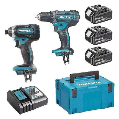 Ensemble de 2 machines 18V 3Ah Li-Ion (Perceuse visseuse DDF482 + Visseuse à chocs DTD152) + 3 batteries DLX2127J1 MAKITA
