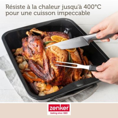 Lot De 2 Plats à Four Rectangle XXL Zenker - 40x34x8 Cm, Acier Anti-adhésif ILAG - Pour Poulet, Gratins, Grandes Tablées - 3