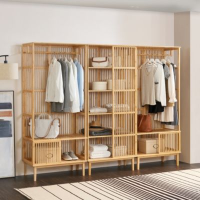 Ensemble de 2 portants Vemb et 1 étagère Trundholm bambou 185 x 240 x ...