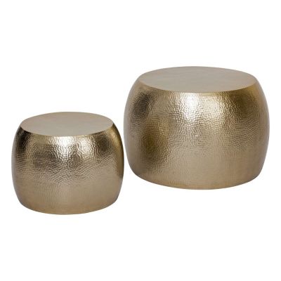 Ensemble de 2 tables basses en métal Or, H. 45 cm, ISSAM