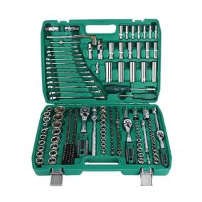 Ensemble de 216 clés à cliquet à douille 1/4" et 3/8" et 1/2" avec jeu de douilles, poignée de clé à cliquet à 72 dents