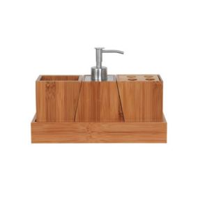 Ensemble de 3 accessoires de salle de bain Inox  Bambou MSV