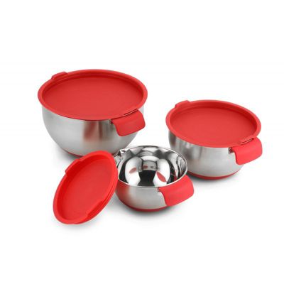 Ensemble de 3 bols avec couvercle et râpe Herzberg HG04036