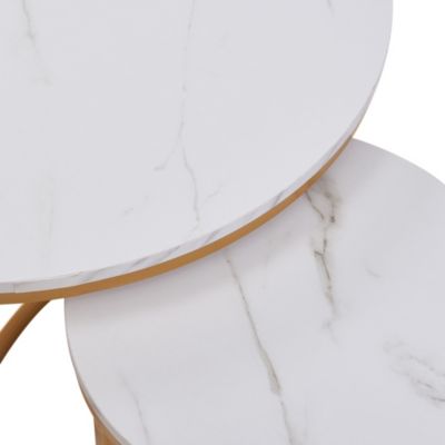 Ensemble de 3 tables basses Christchurch effet marbre blanc or en.casa