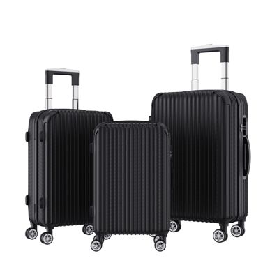 Ensemble de 3 valises noires (20/24/28 pouces) avec serrure TSA et roulettes