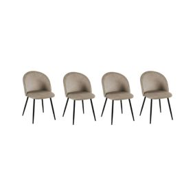 Ensemble de 4 chaises Dabruzzes, Fauteuil recouvert de velours, Chaise de salle à manger rembourrée, 51x54h82 cm, Sable