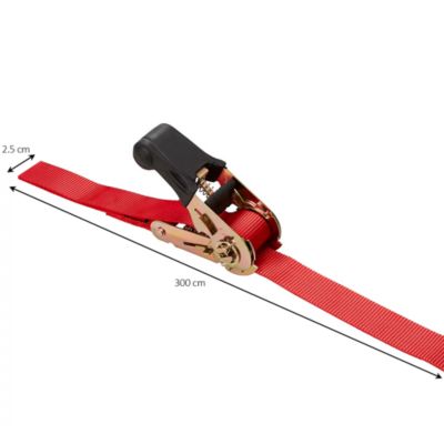 Ensemble de 4 sangles à cliquet + crochets Diall capacité 130 kg coloris rouge L.300 x l.2,5 cm