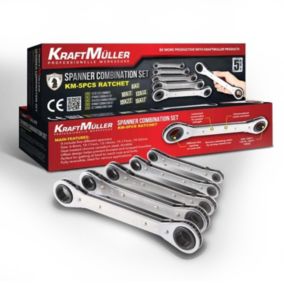 Ensemble de 5 clés à cliquet, 6-8, 10-11, 13-14, 15-17, 19-22 mm en Acier Chrome Vanadium, sous sacoche