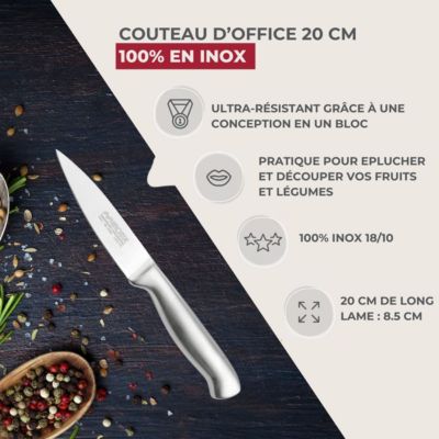 Ensemble de 6 Couteaux d'office en inox 20 cm en tout Nirosta Star
