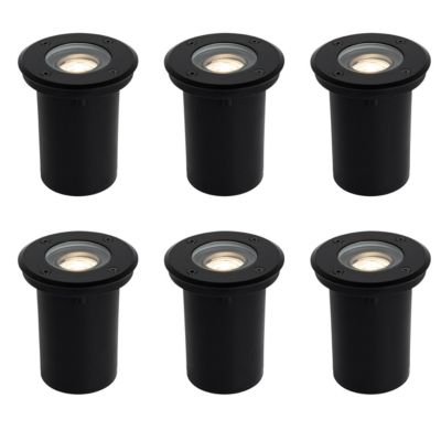 Ensemble de 6 spots de sol extérieurs modernes noirs 35 mm orientables IP65 - Delux