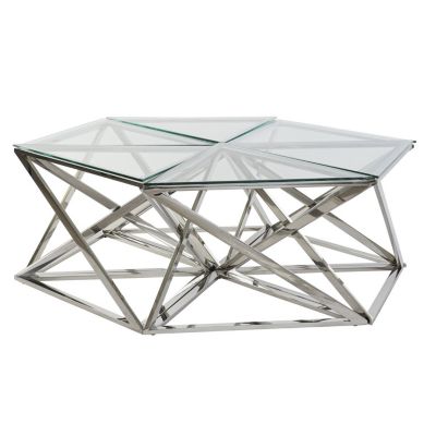 Ensemble de 6 tables basses en acier et verre 137,5 x 120,5 x 46