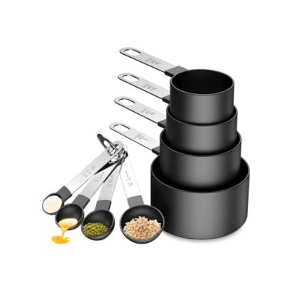Tasses Et Cuillères à Mesurer En Acier Inoxydable Plaqué Cuivre - Lot De 8 Avec Manches En Bois - 4