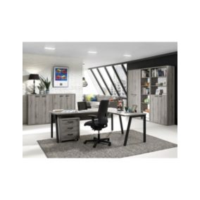 Ensemble de 8 meubles de bureau professionnel coloris gris effet bois collection SOON