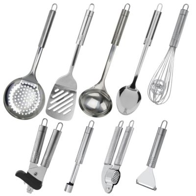 Ensemble de 9 ustensiles de cuisine inox Fackelmann Ovale