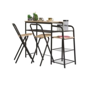 Ensemble de bar et ses 2 tabourets pliables dimensions 89x40x129cm