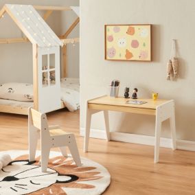 Ensemble de bureau et chaise pour enfants Skinnskatteberg naturel blanc en.casa