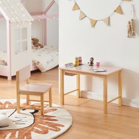 Ensemble de bureau et chaise pour enfants Skjak naturel rose en.casa