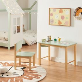 Ensemble de bureau et chaise pour enfants Skjak naturel vert menthe en.casa