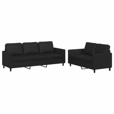 Ensemble de canapés 2 pcs avec coussins Noir Similicuir vidaXL