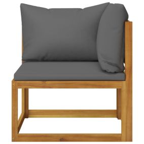 Ensemble De Canapés 2pcs Avec Coussins Gris Foncé Acacia Solide
