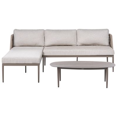 Ensemble de canapés d'angle de jardin 3 places LEFFE Métal Beige Côté droit
