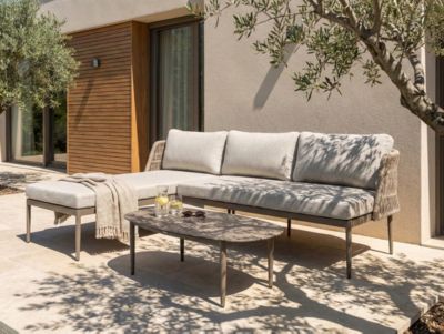Ensemble de canapés d'angle de jardin 3 places LEFFE Métal Beige Côté droit