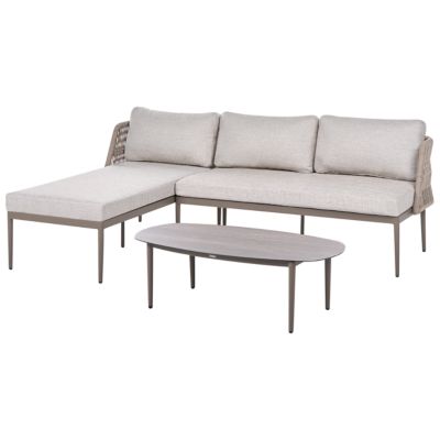 Ensemble de canapés d'angle de jardin 3 places LEFFE Métal Beige Côté droit