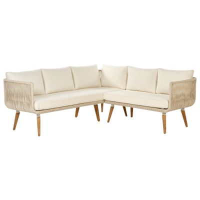 Ensemble de canapés d'angle de jardin 5 places ALCAMO Côté gauche Acacia Beige clair