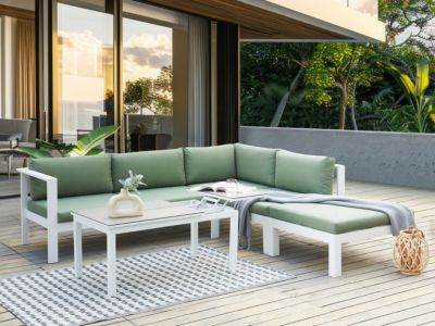Ensemble de canapés d'angle de jardin 5 places MESSINA Côté gauche Métal Vert