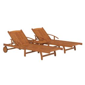 Ensemble de chaises longues 2 pièces bois Helloshop26