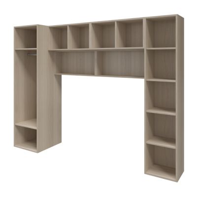 Ensemble de colonnes et caissons suspendus avec porte battante effet chêne et miroir GoodHome Atomia H. 187,5 x L. 250 x P. 60 cm