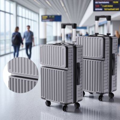 Ensemble de deux valises rigides en ABS - 20"/24" - Gris - Cabine et soute, légères et résistantes, conformes à la TSA, 4 roues