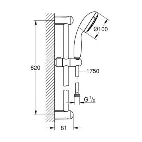 Ensemble de douche 3 jets TEMPESTA 100 avec barre 600 mm - GROHE - 27644001