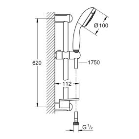 Ensemble de douche 4 jets TEMPESTA 100 avec barre 600 mm et porte savant - GROHE - 28593002