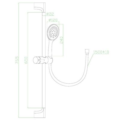 Ensemble de douche chromé 3 pièces Essebagno Circle