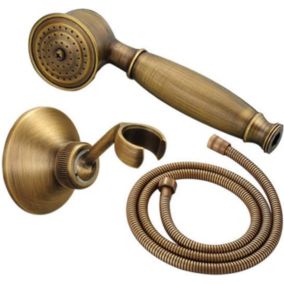 Ensemble de douche en laiton antique avec support de douche et flexible de douche de 1,5 m (ensemble de douche antique)