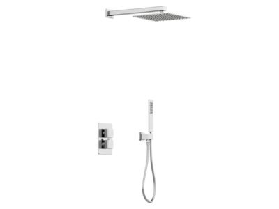 Ensemble de douche encastrable avec mitigeur thermostatique - Couleur nickel brossé - TEREK