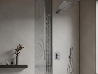 Ensemble de douche encastrable avec mitigeur thermostatique - Couleur nickel brossé - TEREK