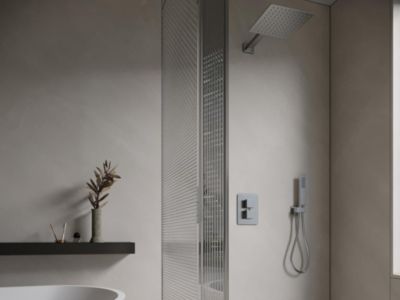 Ensemble de douche encastrable avec mitigeur thermostatique - Couleur nickel brossé - TEREK