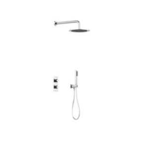 Ensemble de douche encastrable avec mitigeur thermostatique - Couleur nickel brossé - TIMAVO