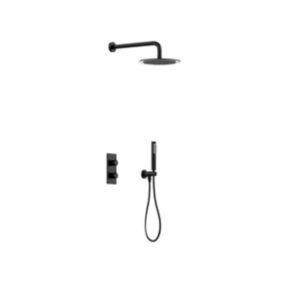 Ensemble de douche encastrable avec mitigeur thermostatique - Noir mat - TIMAVO