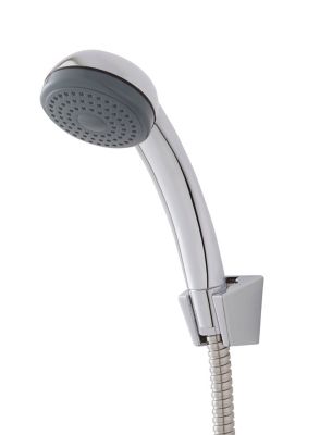 SET DE DOUCHE CHROMÉ AVEC SUPPORT DE POMMEAU DE DOUCHE AVEC PRISE D'EAU,  POMMEAU DE DOUCHE ET FLEXIBLE