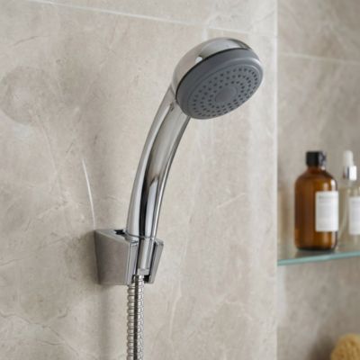 Ensemble de douche Nakri pommeau de douche 1 jet + 1 support chromé + 1 flexible 150 cm en acier inoxydable